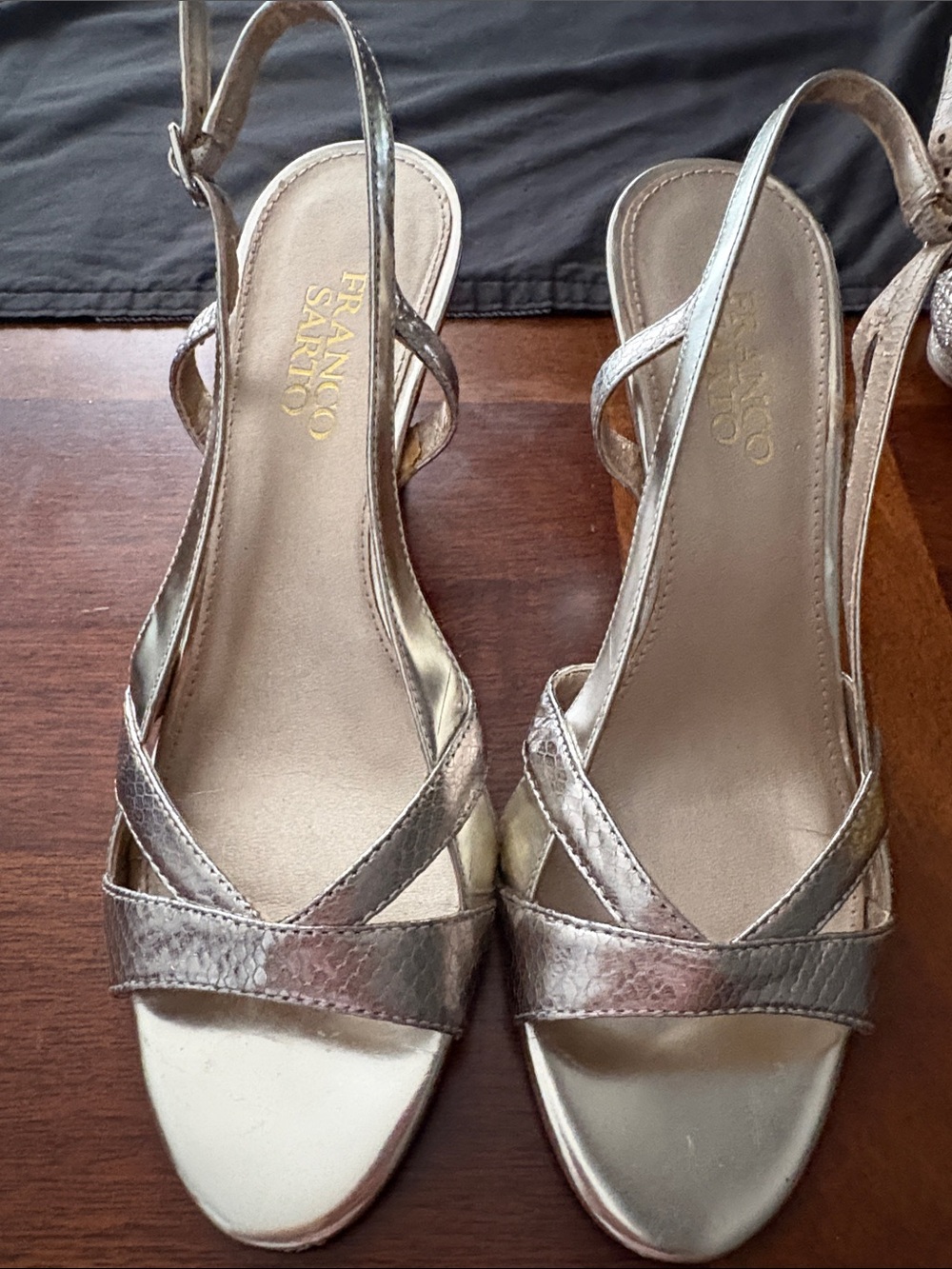 Franco Sarto Rose Gold Metallic Crisscross Slingback Sandals Size 7